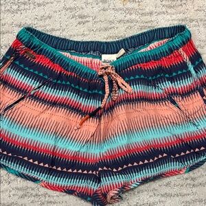 Roxy Coral, Teal & Navy Aztec Athletic Shorts